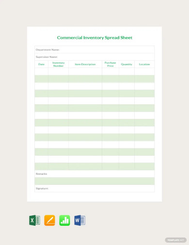 commercial inventory spreadsheet template