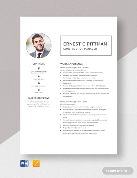 construction-manager-resume-template