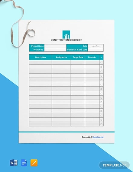 free-blank-construction-checklist-template