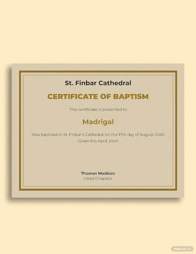 free catholic church baptism certificate template