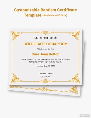free customizable baptism certificate template