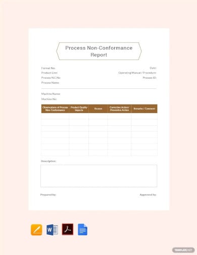 free process non conformance report template