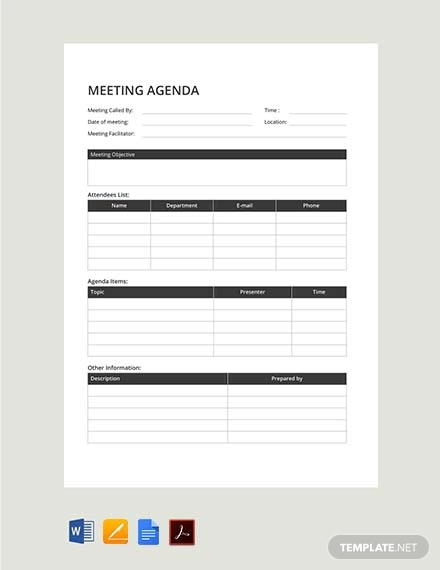 free sample meeting agenda template