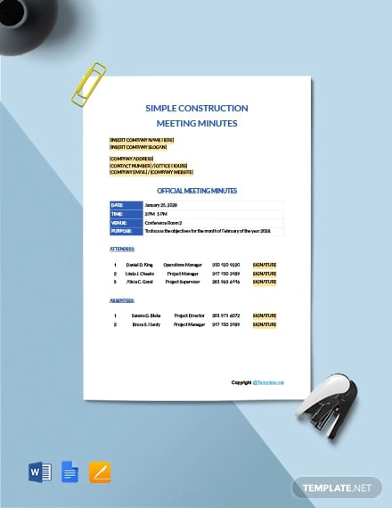 free-simple-construction-meeting-minutes-template