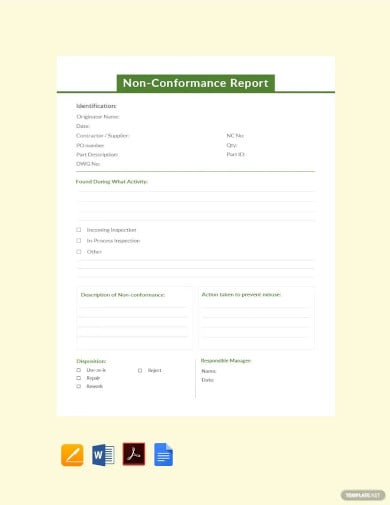 free simple non conformance report template