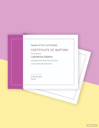modern baptism certificate template