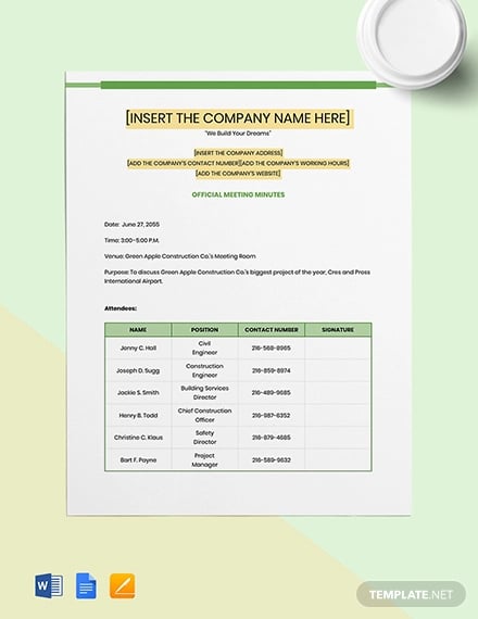 product-construction-meeting-minutes-template