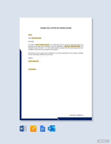 Thank You Letter for Appreciation - 19+ Free Word, Excel, PDF Format ...