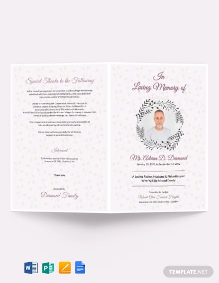 Celebration of Life and Memorial Service Order of Service Online Edit Digital Download Catholic Funeral Program Template with Cross