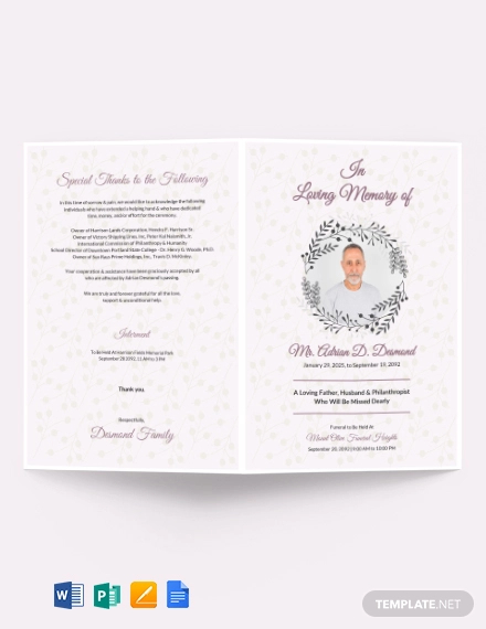 simple funeral program template