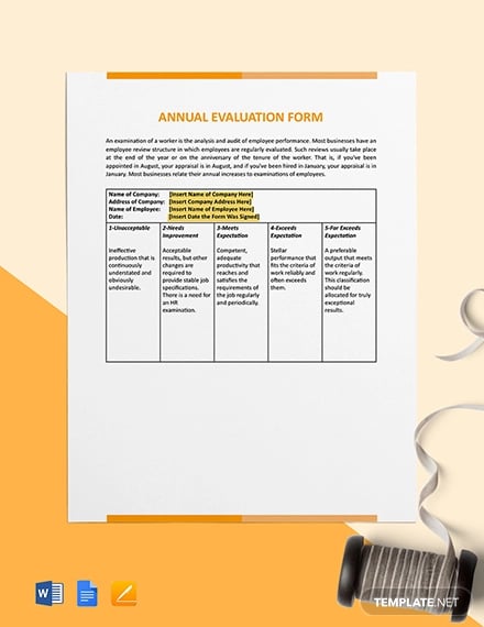 annual evaluation form template