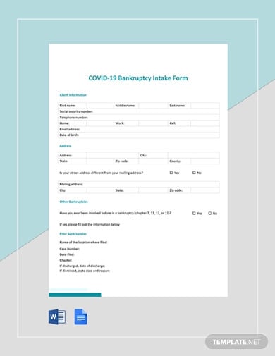 covid 19 bankruptcy intake form template