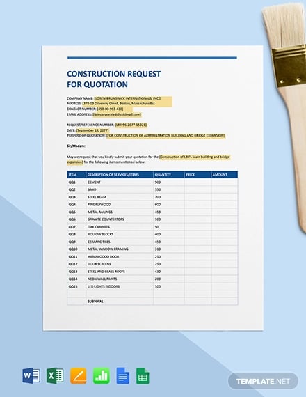 construction-request-for-quotation-template