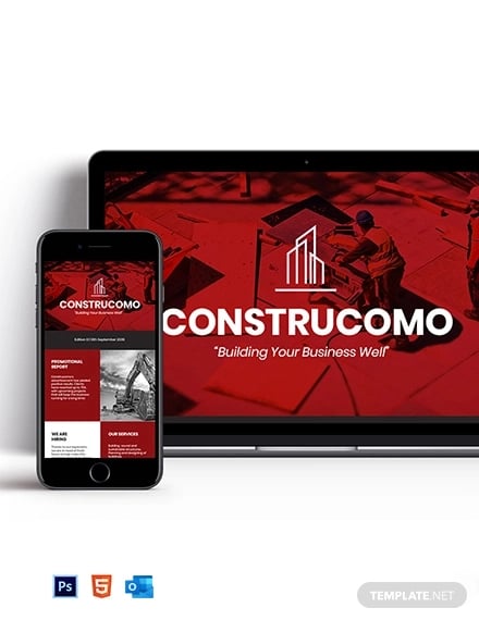 constructional promotional newsletter template