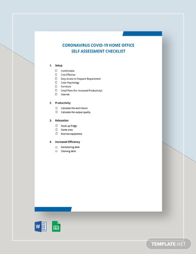 coronavirus covid 19 home office self assessment checklist template