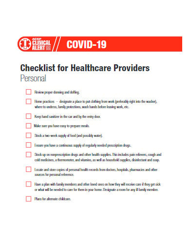 covid 19 checklist for healthcare providers