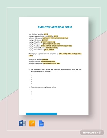 employee appraisal form template