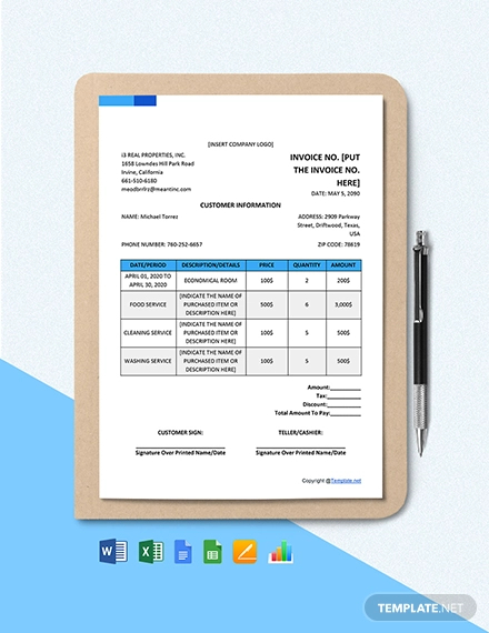 free blank real estate invoice template