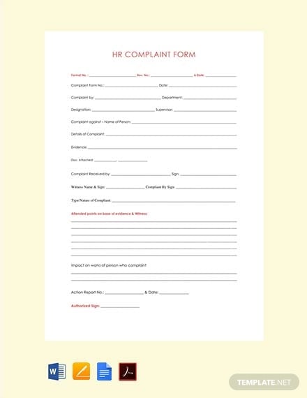 free hr complaint form template1