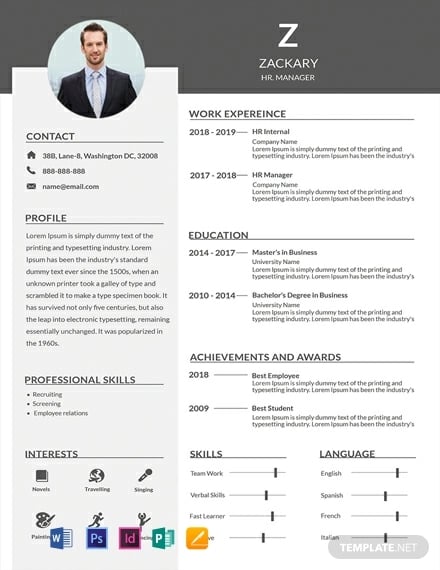 free hr manager resume template