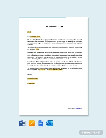 free hr warning letter template