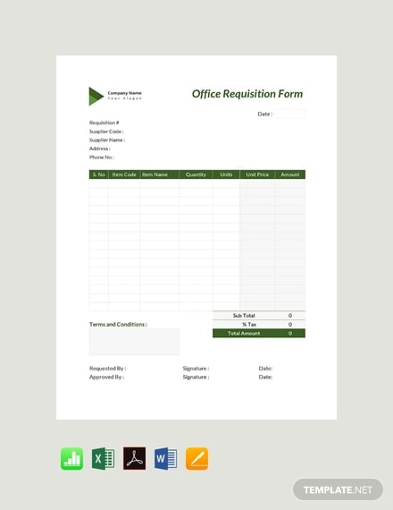 free office requisition form template