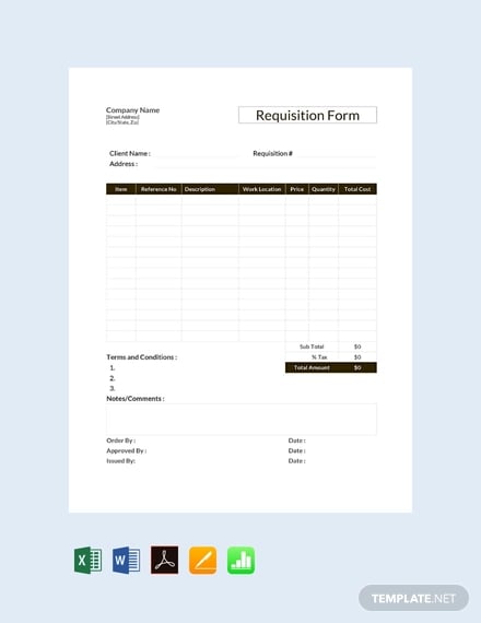 free requisition form template