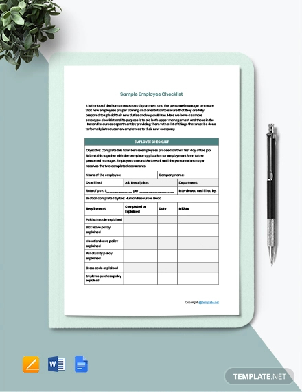 free sample employee checklist template