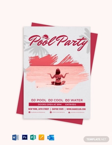 grunge pool party invitation template