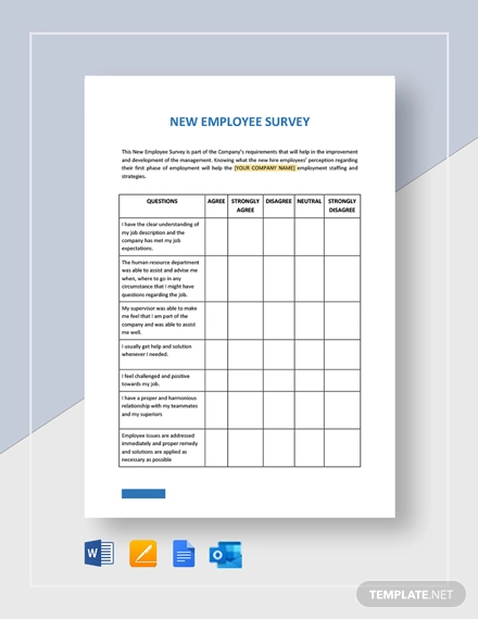 new employee survey template