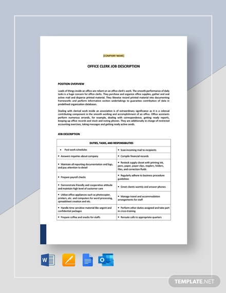 5 FREE HR Clerk Job Description Templates PDF Word