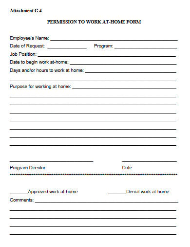 permission to work from home application form