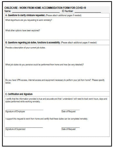 work from home request application form