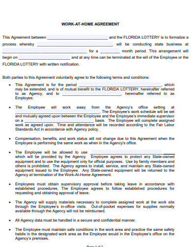 FREE 11  Work From Home Agreement Templates in PDF MS Word Google Docs