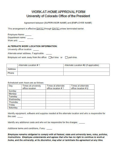 work at home approval form