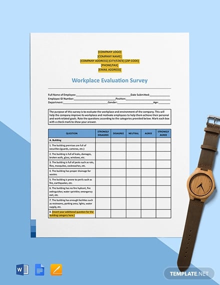 workplace evaluation survey template