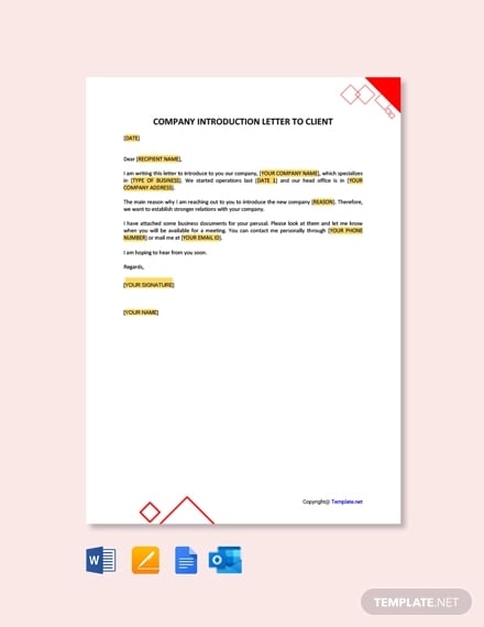 free company introduction letter to client