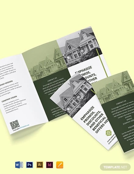 free tri fold landscape real estate brochure template
