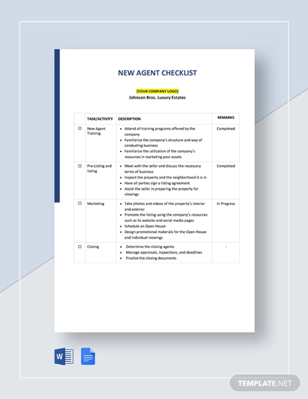 new-agent-checklist-template