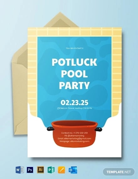 potluck pool party invitation template
