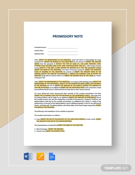 promissory note with acknowledgement template