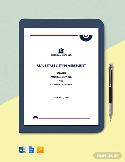 real estate agent listing agreement template