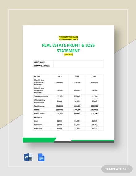 real-estate-agent-profit-and-loss-statement-template