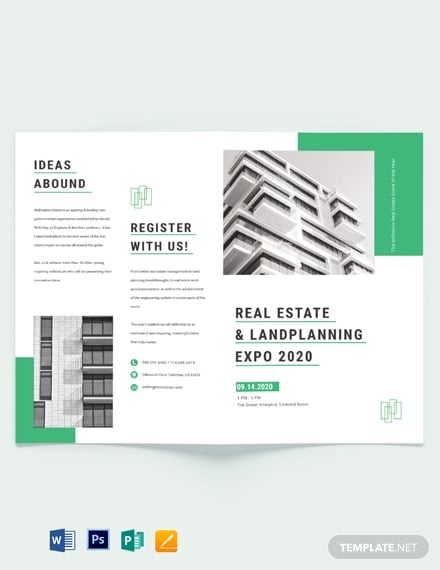 real estate corporate event bi fold brochure template