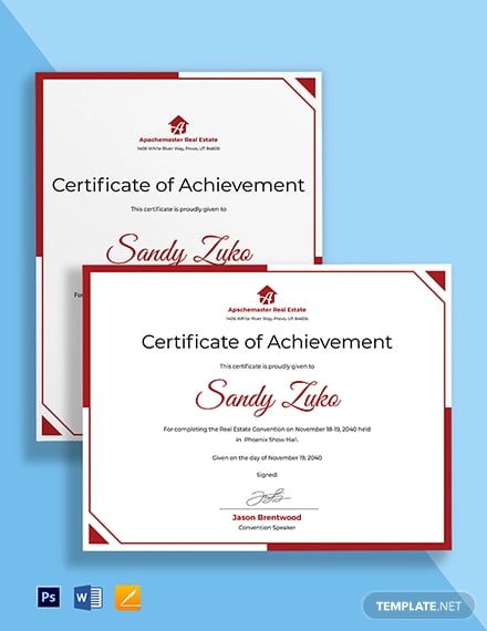 real estate employee certificate template