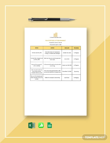 7+ FREE Real Estate Goals Templates in PDF, Excel, Word