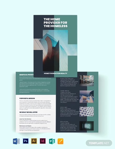 real estate investment group bi fold brochure template