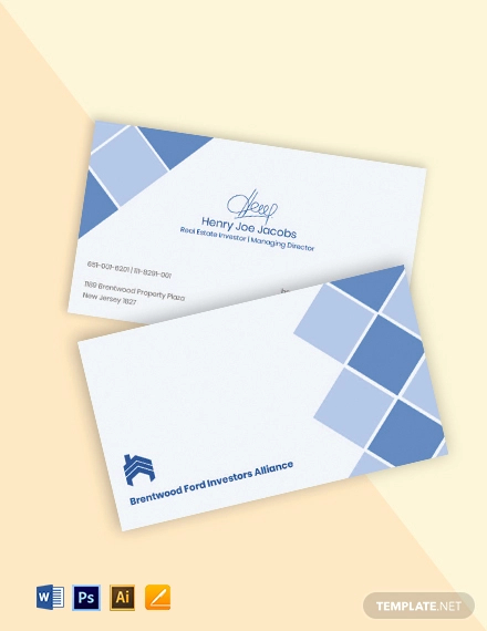 real estate investor business card template