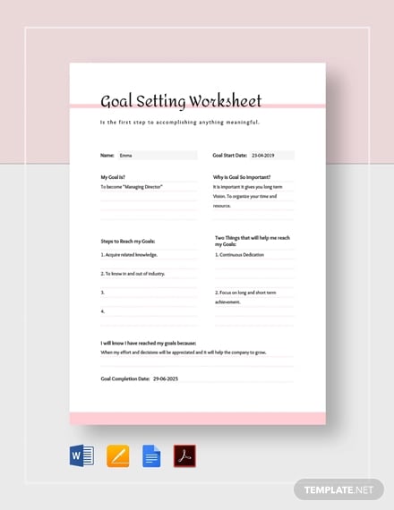 simple goal setting worksheet