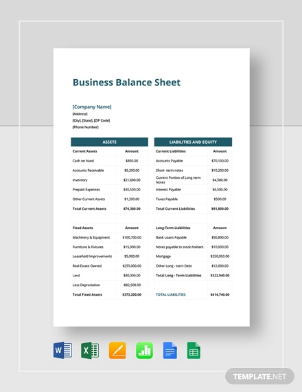 7 Free Real Estate Balance Sheet Templates In Pdf Excel 6889